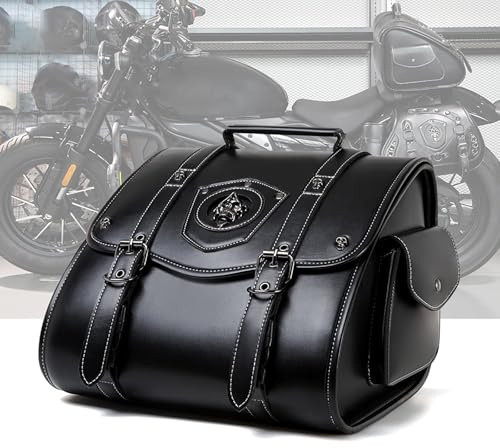 POIBNZ Borsa Moto in Pelle Laterale e Posteriore per Harley Davidson Street Bob, Impermeabile Elegante Borsa da Sella Portapacchi per Moto, Baule da Viaggio Moto