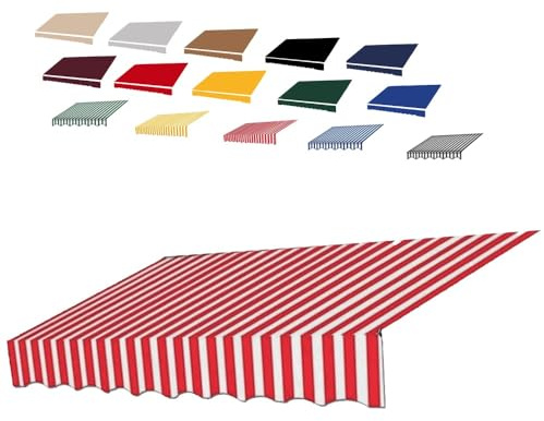 Tela de lona impermeable a rayas rojas de 250 x 210 cm, para toldos retráctiles, balcón, cubierta de toldo de sujeción al aire libre, material duradero para toldo
