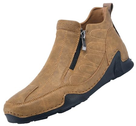 Generiska utomhusskor herr 43 – fritidsskor herr läder svarta inomhusskor casual halvskor utomhus komfortskor varma promenadskor bekväma sneakers fritid sportskor, BRUN, 44 EU