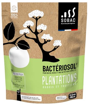 SOBAC Bactériosol Plantations, Amendement Organique pour Arbres et Fruitiers, 100% Naturel, UAB, 2,5 kg