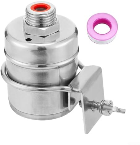 Valvola di controllo del livello dell'acqua con meccanismo automatico a sfera galleggiante, materiale in acciaio inossidabile 304, filettatura G1/2, per uso di serbatoi e sistemi idrici (clip laterale