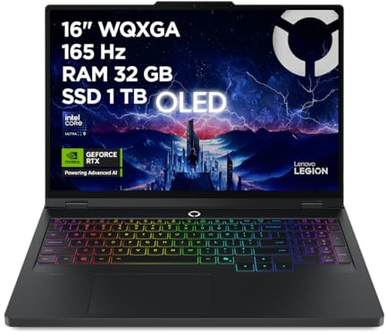 Lenovo Legion 5 Gaming Laptop - Display OLED WQXGA 16 165Hz, NVIDIA GeForce RTX™ 5070 8GB, Intel Core Ultra 9 275HX, RAM 32GB, SSD 1TB, Windows 11 Home, Tastiera RGB italiana - Eclipse Black