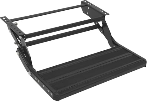 Trittstufe für Wohnmobil Bis 150KG, Schwarz klappbare manuelle Trittstufe, Einstufige Treppe für Wohnmobil RV Camper Van Reiseanhänger Caravan