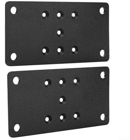 Feeshoppher Paquete de 2 bases de poste de acero para hormigón, placa base de columna de patio negra de 6.5 x 3.5 pulgadas, soporte de anclaje resistente para valla de madera, cubierta de pabellón
