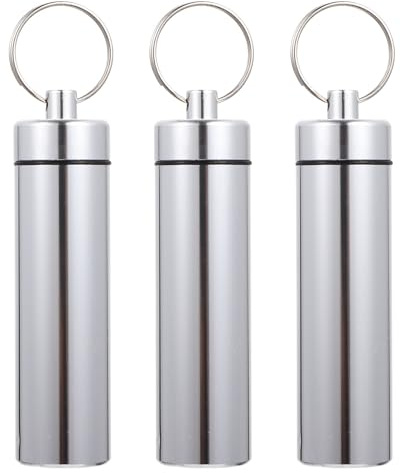 FESTFENDS Contenedor de Almacenamiento Pack de 3 Unidades de Aleación de, Color Plata para Hisopos y Palillos de Dientes Adecuado para y Llavero