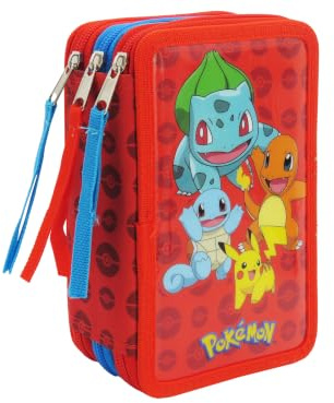 CYPBRANDS Pokémon-Federmäppchen, 3-stöckig, Schulmaterial, Mehrfarbig, offizielles Produkt