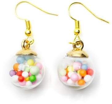 Miniblings Glas Kugel Kugeln bunte Perlen Ohrringe Hänger Bubble vergoldet | Ohrschmuck, sorgfältig in Berlin gefertigt, mit Zuckerperlen