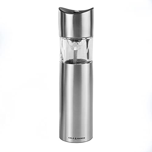 Cole & Mason H306941 Penrose Moulin Sel et Poivre Électronique | Precision+/Mouture Réglable | Acier Inoxydable/Acrylique | 210mm | Comprend 1 x Moulin | Garantie à Vie Du Mécanisme