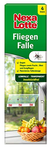 Nexa Lotte Fliegenfalle, 4 St, Klebefalle gegen Fliegen, Fruchtfliegen, Obstfliegen, Essigfliegen, insektizidfrei