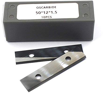 OSCARBIDE 50mm Solid Carbide Cutter Scrapers Double-Edged Replacement Insert Knife Blades Scraper(50x 12 x 1.5mm) for Woodworking Surfacing Planing Cutter Head & Hand Hold Scraper 10pcs
