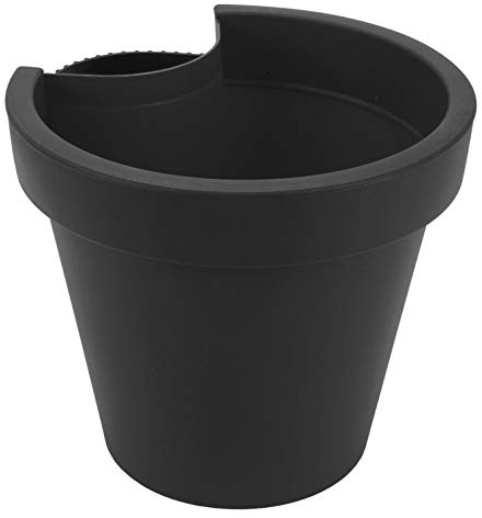 Spetebo Fallrohr Blumentopf 24 x 21 cm - anthrazit - Regenrohr Hänge Pflanztopf rund - Kunststoff Pflanzkübel mit Befestigungsgurt Pflanzgefäß mit Entwässerungsloch