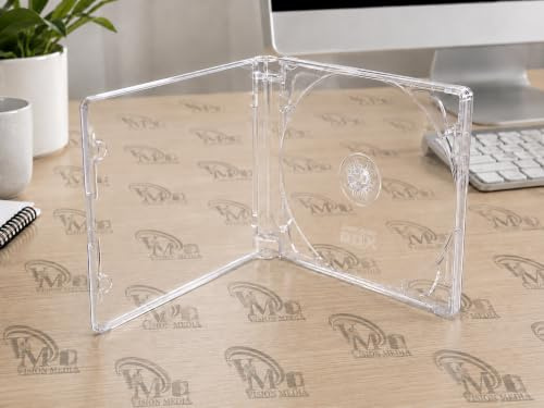 Vision Media® - 5 custodie standard per CD/DVD, 10,4 mm, mozzo impilabile per 1 o 2 dischi, con vassoio super trasparente, confezione da 1