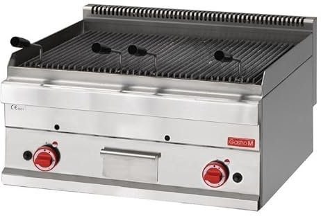 Gastro M Grill à Pierre De Lave Gaz - Plaque en Fonte - Moderne - Argenté