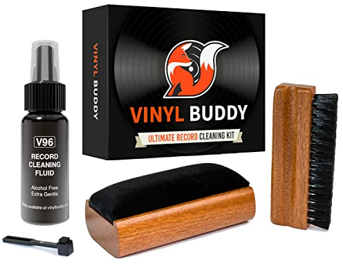 Vinyl Buddy Record Cleaner Kit 5 Piece ECHO: Velvet Brush, Microfiber Stylus Cleaning Solution, Storage Pouch