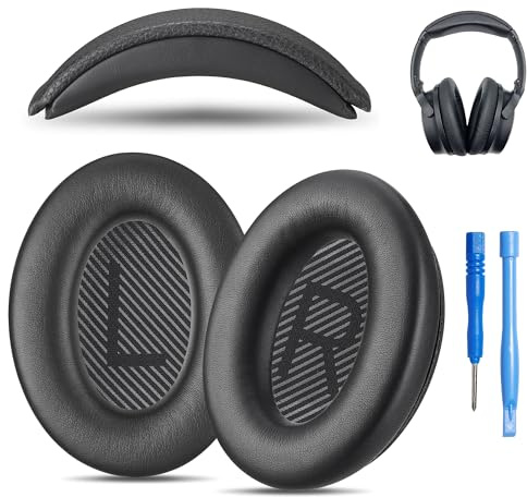 AHG Replacement QC35 / QC35 ii earpads and QC35 / QC35 ii Headband pad Cushion cover. Compatible with Bose QuietComfort 35 / QuietComfort 35 ii Headphones (Black). Premium Protein Leather | Durable