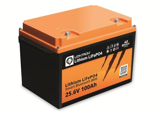 LIONTRON LiFePO4 25,6V 100Ah LX; 2560Wh; >3000 Zyklen bei 90% Entladungstiefe (DOD) mit BMS und Bluetooth Überwachung; für Wohnmobil oder Boot 390x260x232mm - LISMART24100LX