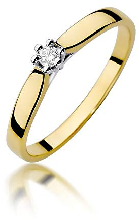 Damen Solitär Versprechen Ring Verlobungsring Antragsring 585 14k Gold Gelbgold natürlicher echt Diamant Brillanten
