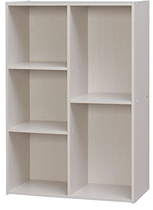 Iris Ohyama Bücherregal, 5 Etagen, 60cm breit, Weiß, Vielseitig, Modular, Offenes Regal, Für Wohnzimmer, Büro, Schlafzimmer, Platzsparend, Bücher, CD, Dekor, Einfacher Aufbau, CX-23C
