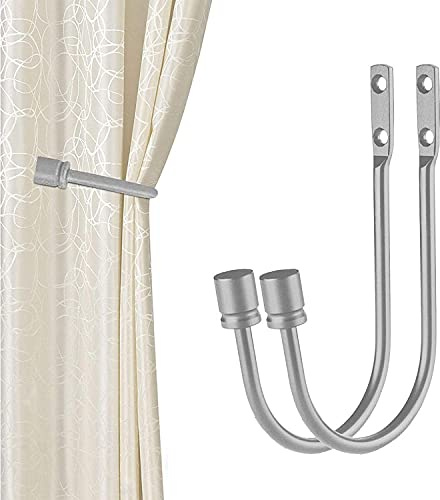 Tiardey 2 pièces de retenue de Rideau, Crochet en Forme de U en métal Crochet d'embrasse fixé au Mur Accessoires de draperie Retenue de draperie de Rideau décoratif (Argent)