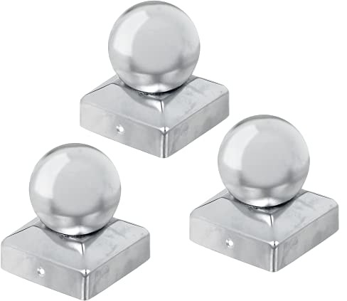 GAH-Alberts 327217 327088 - Tappo per pali in legno, con testa a sfera, in acciaio INOX, 70 x 70 mm, set da 3 pezzi