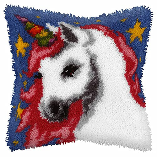 Knüpfkissen mit Einhorn-Motiv, groß, 40 x 40 cm