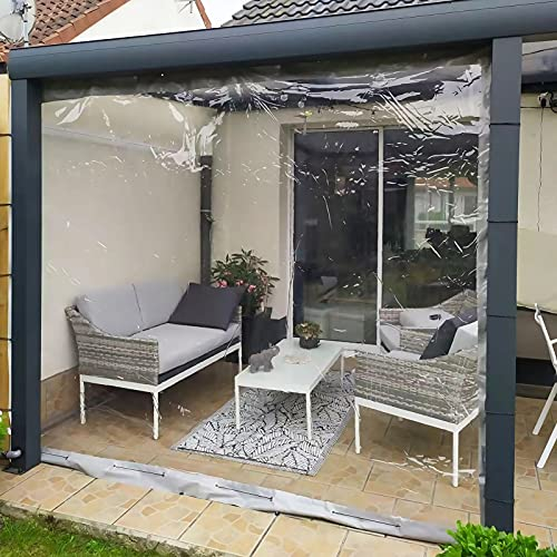 XFLOFE Vorhang Wasserdicht Outdoor Abdeckplane, Mit Ösen PVC Schwerlast Wasserdicht Plane Seitenwand, Wetterresistent Partition Vorhang Für Pergola (Color : Gray, Size : 3.5x2.5m/11.5x8.2ft)