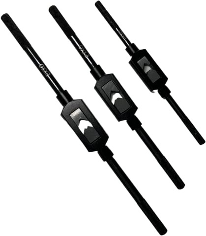 EXXO Tools 3PC Wrench Set - Adjustable Tap Handle Wrench Kit 1/4, 3/8, 1/2 Tap Capacity Steel Tapping Tool Adjustable Wrench Set Machinist Tools Tap Set Metalworking Tools Hand Taps Reamer Tools