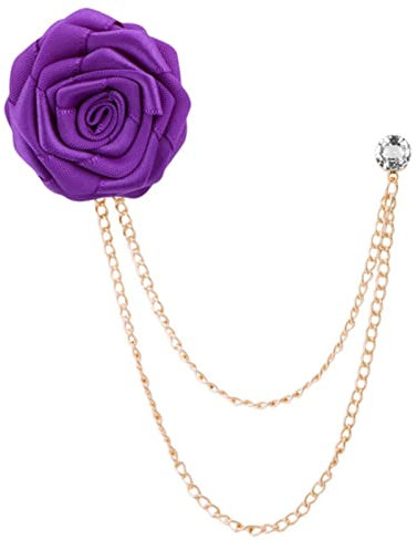 KhuWan Bräutigam Hochzeit Broschen Stoff Kunst Handgemachte Rose Blume Brosche Anstecknadel Abzeichen Quaste Kette Herren Anzug Zubehör