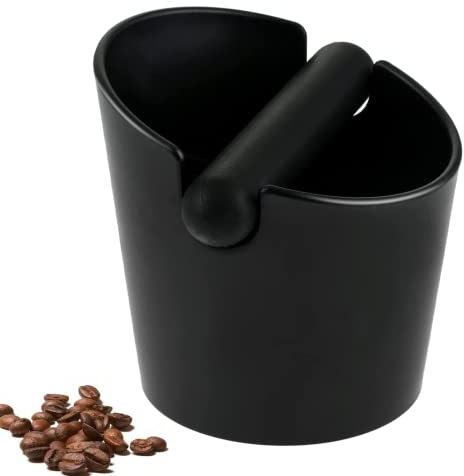 Yetaha Coffee Grounds Knock Box, Espresso Coffee Knock Box Container Non-Slip Coffee Grounds Container with Removable Knock Bar, Coffee Machine Accessories for Barista Home and Cafe Shop, Black