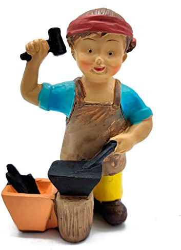 Acan Tradineur - Figura de Herrero Naif para belén - Fabricado en marmolina - Figura Decorativa Divertida para Nacimiento, Navidad, decoración navideña.