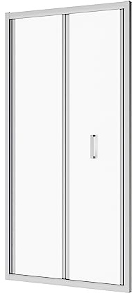 Cabina de ducha Nicho 80 cm Mod. Capri apertura libro fuelle vidrio templado 6 mm mate perfiles de aluminio cromado diseño plano mango ABS cromado
