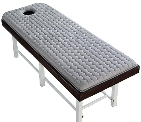 Cubrecolchón para Camilla De Masaje,Colchón De Cama Belleza con Cabeza Cuadrada/Redonda/Trapezoidal,Cojín De Cama con Pestañas De Espuma Viscoelástica Gris con Agujeros,5cm/2.0,R 60x190cm