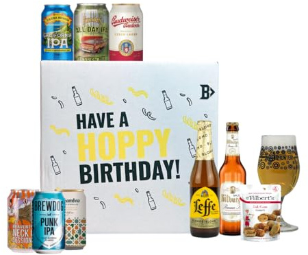 World Craft Beer Happy Birthday Beer Gift Box - Birthday Gifts for Men, Mens Birthday Gifts, Beer Gifts for Men, Gift for Men, Alcohol Gift Set