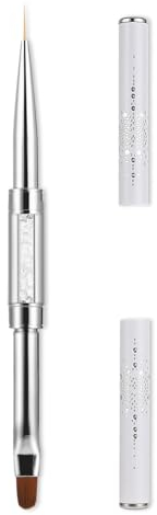 simarro Dual-ended Nail Design Brush, Rhinestone Handle Nail Brush Gel Nail Brush Professional Nail Design Tools Nail Dotting Brush(1pcs white)