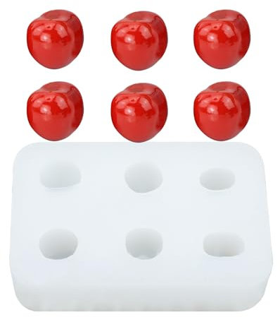 Liobelon Silikonform mit 6 Mulden, künstliche Früchte, Silikonform, Beerenform, Schokoladenform, 3D-Simulation, Kirsch-Fondantformen, Weihnachtskerzen, Kuchendekorationswerkzeug