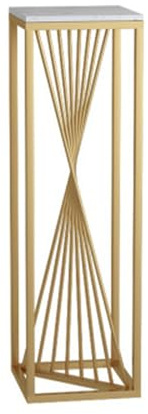 Mesas auxiliares con parte superior de mármol, soporte de exhibición de metal alto delgado para macetas de plantas para esquina interior, muebles decorativos de sala de estar