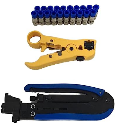 HOMSFOU Kit De Sertissage De Câbles Rg6 Rg59 Rg11 75-5 75-7 F Outil De Compression Pour Connecteurs