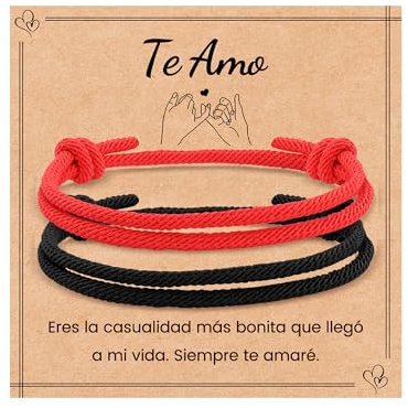 MANVEN Pulseras Para Parejas Regalos Para Parejas San Valentín Regalos Aniversario Navidad Cumpleaños Para Novio Novia Marido Esposa Mujer Hombre Pulsera Hilo del Destino Protección Suerte