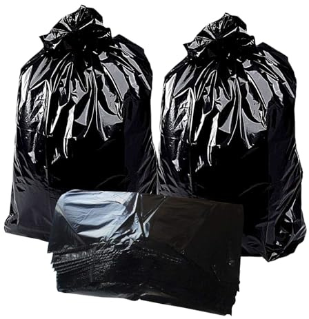 Karavi Heavy Duty 50 x Black Bin Bags – Extra Strong 200 Gauge Refuse Sacks, Leak-Proof Rubbish Bags, Large 80L Bin Liners for Home, Office, Kitchen, Garden & Commercial Waste 46x74x99 cm