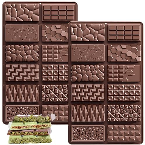 YXHZVON Stampo per Barretta di Cioccolato, 2 Pezzi Stampo per Cioccolato in 6 Cavità, Antiaderente Stampo Silicone per Fare Caramelle al Cioccolato, Tartufi Pralinati