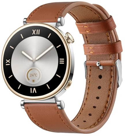 Armband för Huawei Watch GT5/GT4 41 mm läderarmband, 18 mm smart klockrem för dam och herr