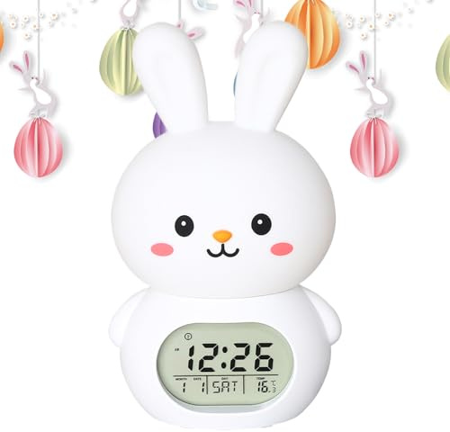 Lampada a LED a di coniglietto | Sveglia con luce LED pasquale – Decorazione per la cameretta dei bambini, strumento di gestione del, controllo tocco, orologio snooze per bambine e ragazzi