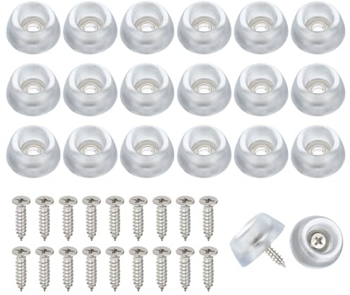 PATIKIL Cutting Board Feet, 20 Pcs Non Slip Rubber Feet Bumpers Round Cutting Board Legs Pad with Stainless Screws for Furniture Kitchen Appliances, Clear (0.51 H x 0.98 Dia)