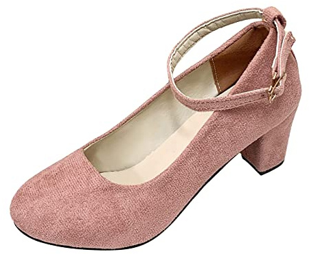 Hochzeit Schuhe Damen, Stöckelschuhe, Slingpumps Damen Stöckelschuhe Elegant High Heels Party Hochzeit Hohe Schuhe mit Blockabsatz Riemchenpumps Casual Bequeme Brautschuhe für Frauen Rosa 40