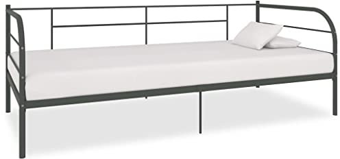 MOBCANT Tagesbett-Rahmen, Familienbett Futonbett Betten Bett Geeignet für Hotel Schulen Gästezimmer Wohnungen Grau Metall 90x200 cm