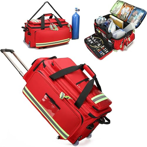 Notfall-Trolley-Tasche, tragbarer Trauma-Rucksack mit mehreren Taschen für Wandern, Camping, Survival-Ausrüstung