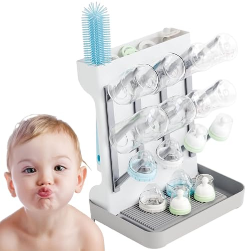 SGZIOO Trockenständer Babyflaschen, Babyflaschen Trockenständer mit Abtropfschale, Abtropfgestell Flaschen für Baby Flaschen, Flaschenständer, Flaschentrockner Ständer für Babyflaschen und Babyzubehör
