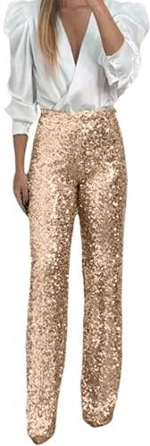 Generisch Hosenrock Damen Lang Damen Pailletten Hose Elastische Taille Slim Fit Schlaghose Bequeme Partyhose Elegante Freizeithose Modische Damenbekleidung Jogginghosen FüR