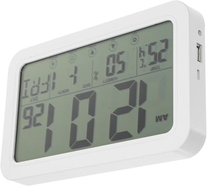 POPETPOP Reloj Despertador Electrónico Multifunción con Calendario Colgante y Pantalla Reloj de Mesa Silencioso Blanco para Dormitorio Salón y Oficina