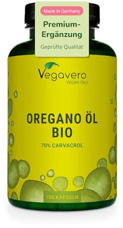 Aceite de Orégano Vegavero | El ÚNICO ORGÁNICO Y VEGANO | Antioxidante + Cándida + Antiinflamatorio Natural | Oregano Oil | 70% Carvacrol + 2,5% Timol | Sin Aditivos